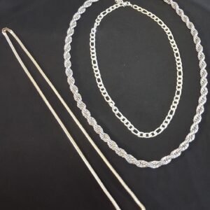 Gold necklace, Silver inside necklace, Outside Silver Hair Bone Neck lace