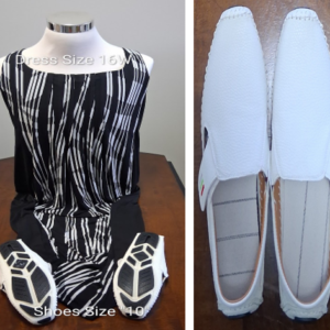 Black/White Dress with Back of Shoes and The front of Shoes White
