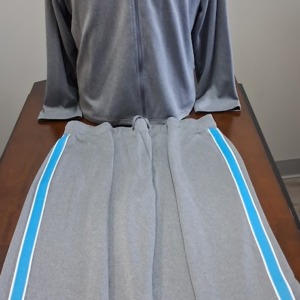 Gray and Bluish Turquoise Jacket and Pants Jump Suit